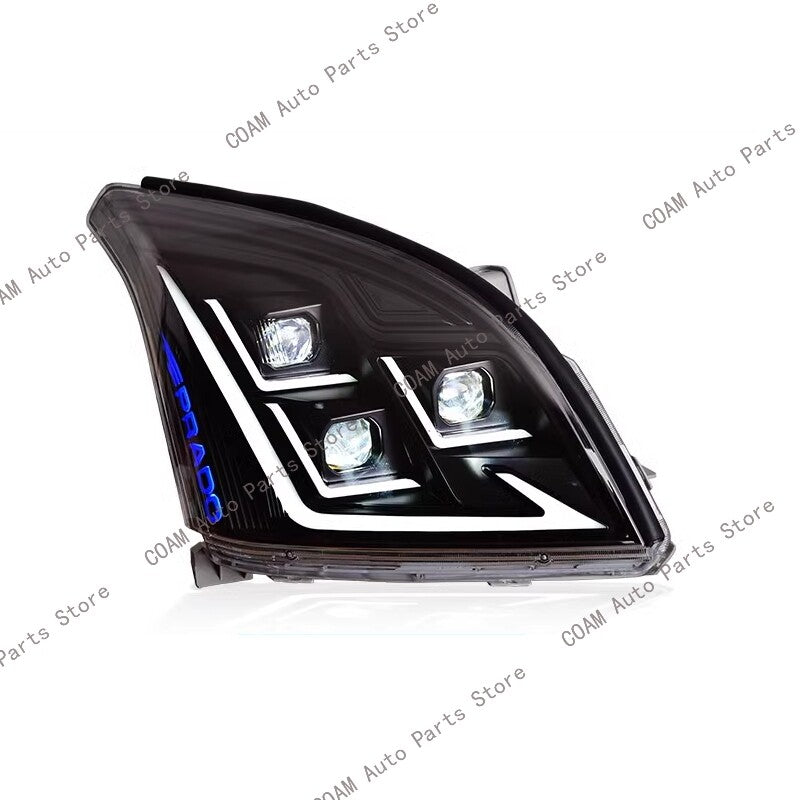 2-pack of black LED headlights for Toyota Prado FJ120 LC120 (2003-2009).