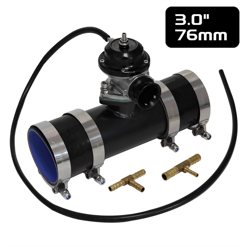 30PSI Blow Off Valve BOV +Type RS 3 Flange Pipe Adapter Silicone Hose Kit BK