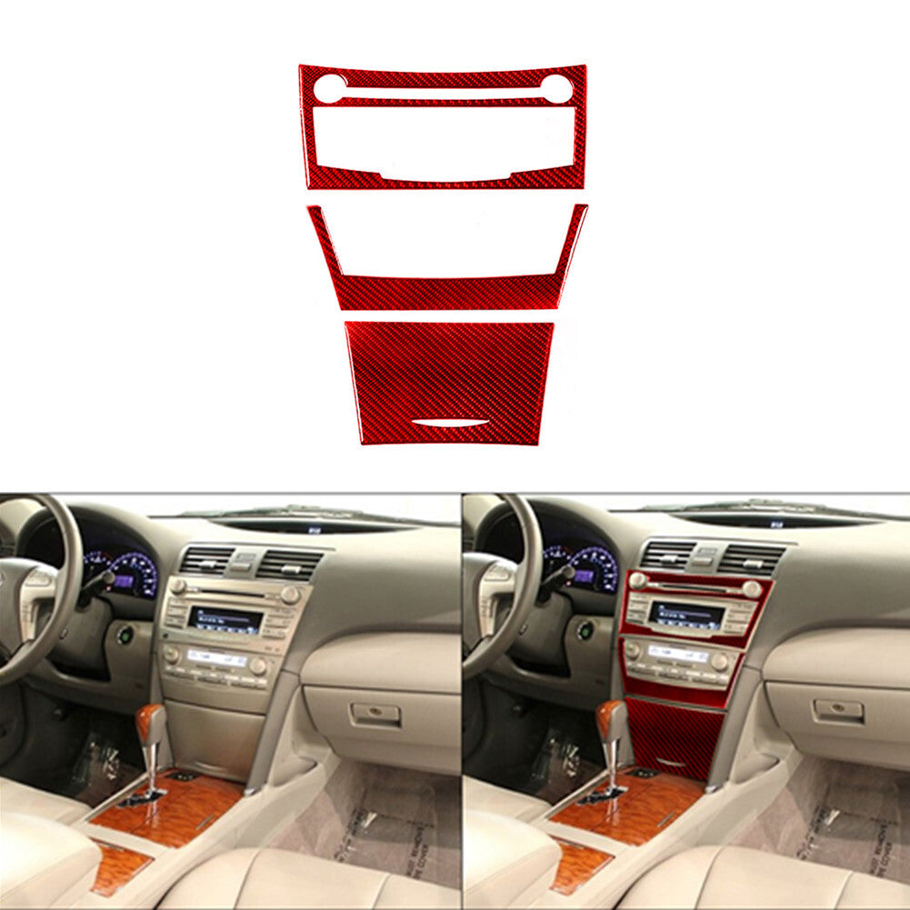 Red Carbon Fiber Digital Dimate Control Cover Trim for Toyota for Camry 2007-2011