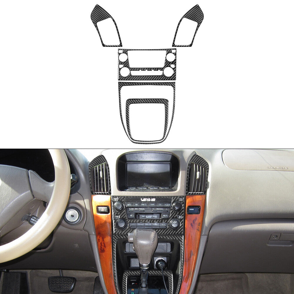 5Pcs Carbon Fiber Interior Central Console Cover Trim for Lexus RX300 Type A