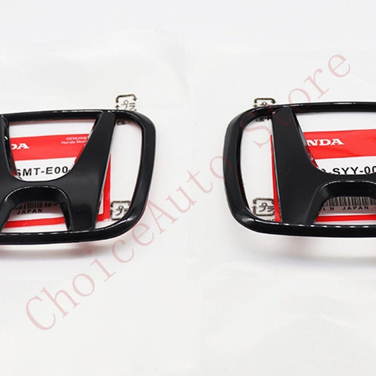 2021-2023 for Honda for Civic Front and Rear Badges H+ FE Badges Gloss Black 1 Pair