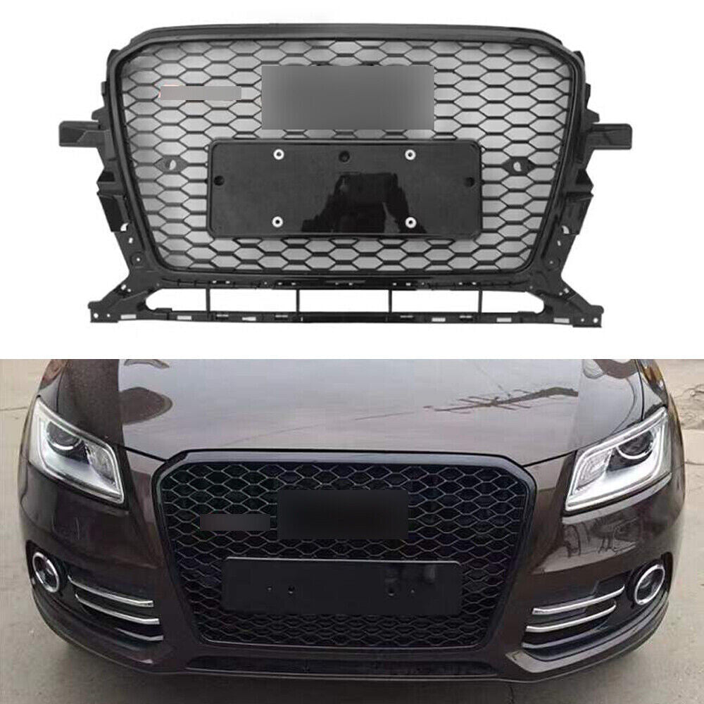 Black Front Grille Bumper Honeycomb Grill for Audi Q5/SQ5 2013-2016 RSQ5 Style