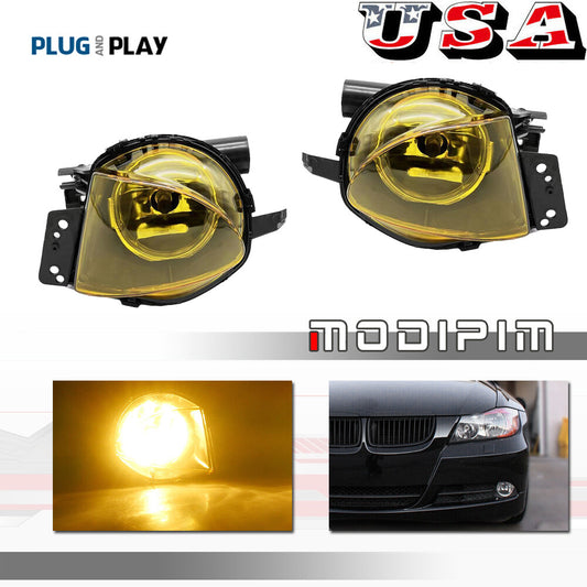 Two-pack of yellow fog lights suitable for BMW 3 Series E90 323i 325i 325xi 328i 330xi (2006-2009)