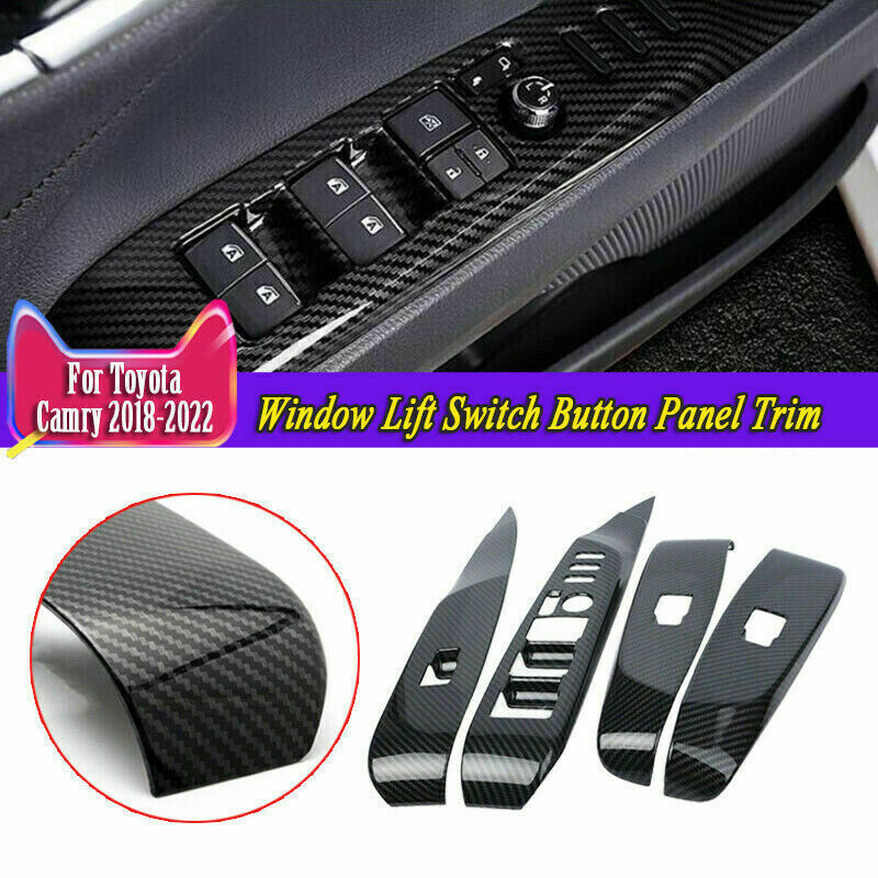 for Toyota for Camry 2018-2023 Carbon Fiber Glass Window Lift Lock Switch Panel Trim