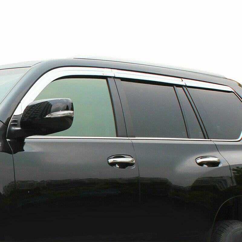 6P for Lexus GX460 2010-2020 Chrome Window Visor Vent Shades Sun Rain Wind Guard