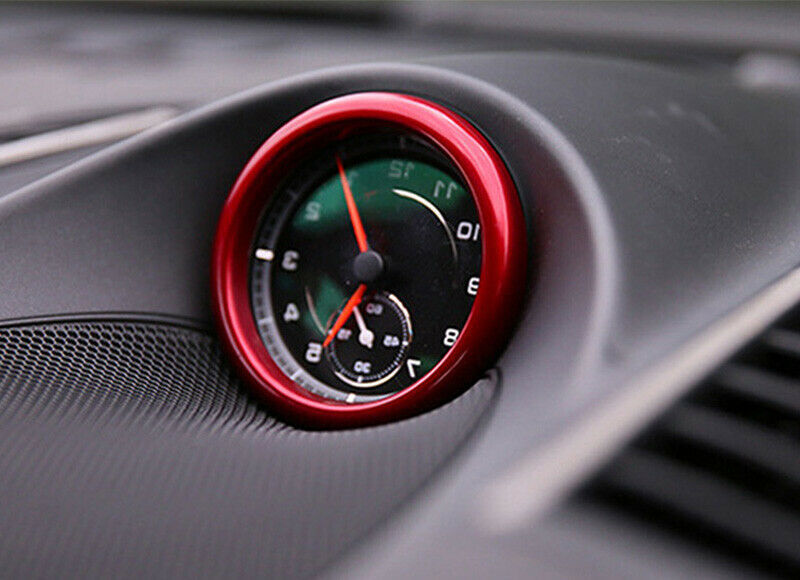 Red Central Console Clock Ring Cover Fit for Porsche MACAN 2014-2020