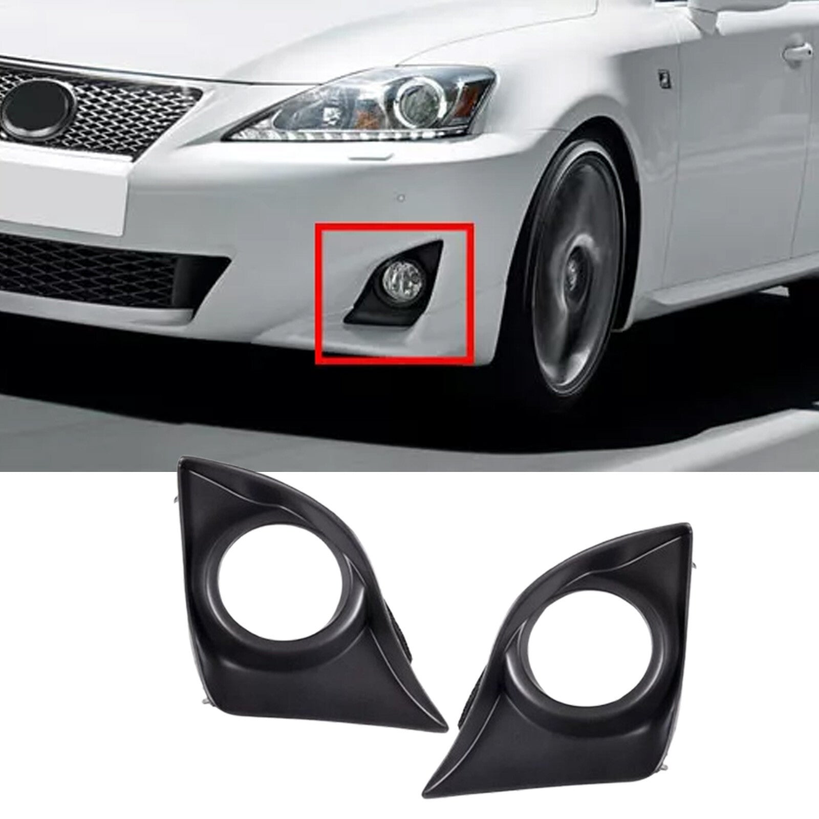 fit for Lexus IS250 IS350 2011-2013 2PC Front Fog Light Lamp Black Cover Bezel LHRH