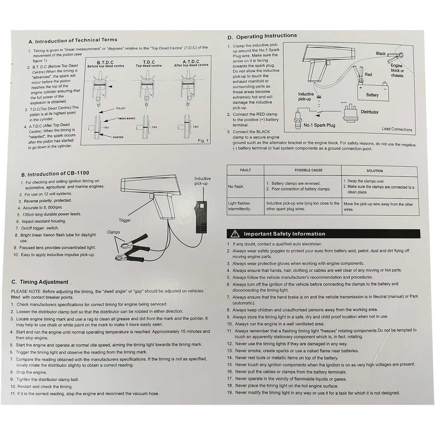 Professional automotive induction timing light tester, gun-type engine ignition xenon lamp tester
