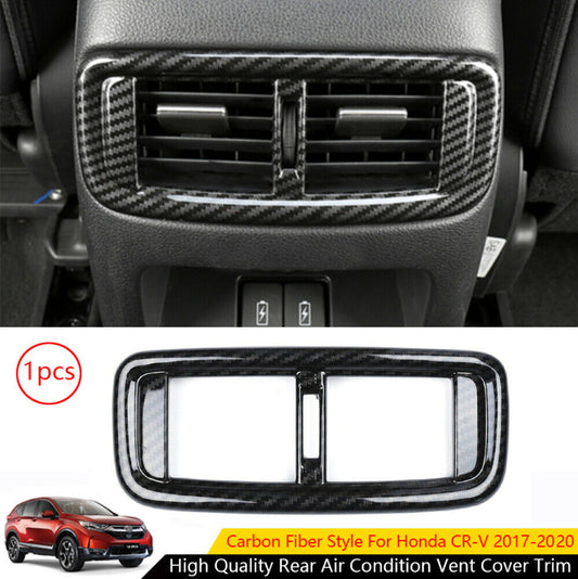 ABS Carbon Fiber Look Rear Air Condition Vent Cover Trim for Honda CRV 2017-2022