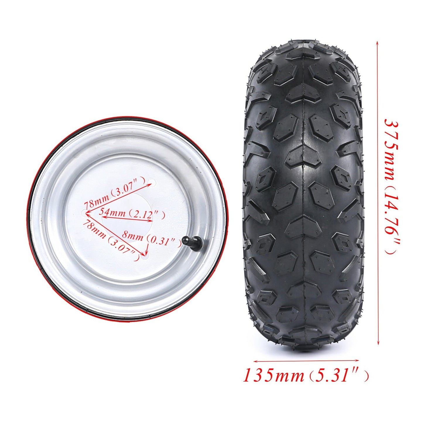 4-piece set of 145x70-6 tires and rims for all-terrain vehicles, four-wheel off-road vehicles, Taotao for Suzuki LT50 for mini bicycles.
