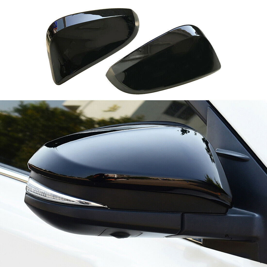 for TOYOTA RAV4 2014-2018 Gloss Black ABS Side Rearview Mirror Cover Cap Trims