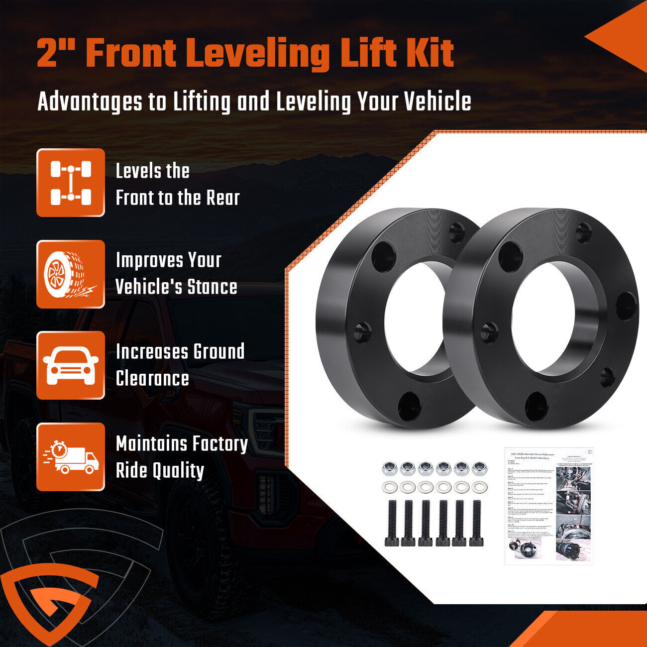 2 Front Leveling Lift Kit for 2007-2022 for Chevy Silverado for GMC for Sierra 1500 lift KY