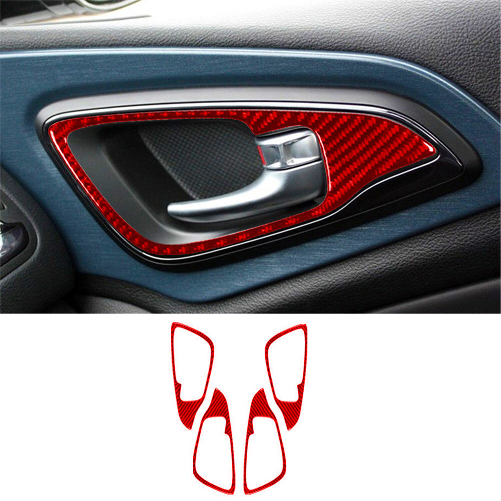 4PCS Red Carbon Fiber Door Handle Frame Cover for Chrysler 200 2015-2017 Type B