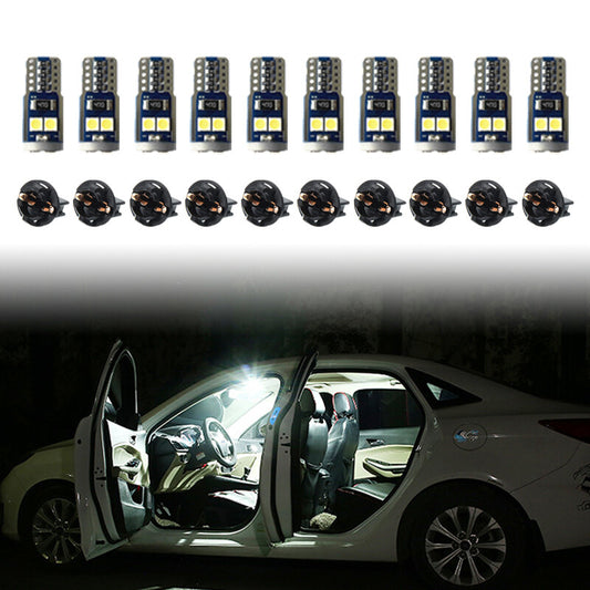 10Pcs T10 3030-6SMD LED Lights License Plate High Lights Bulb White Light