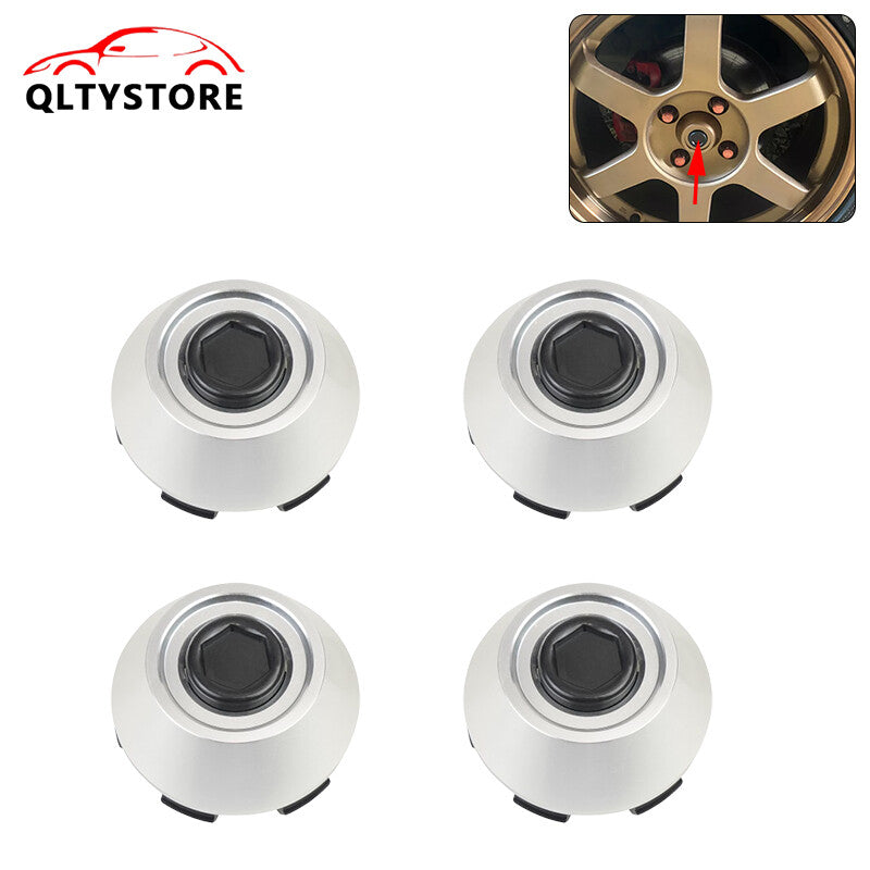 4Pc 61mm Wheel Hub Center Cap Cover Hubcaps Rim Car Hubcap Silver Racing B-Type