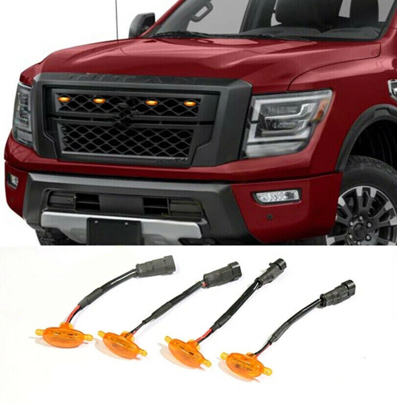 2017-2022 for Nissan Titan Front Grille LED Amber Light Raptor Style Grill Cover