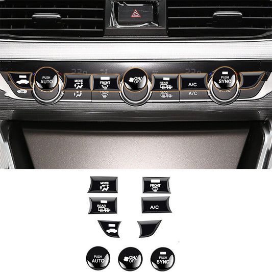 9pcs Black Central Control Switch Button Cover for Honda Accord 10Th 2018-2021