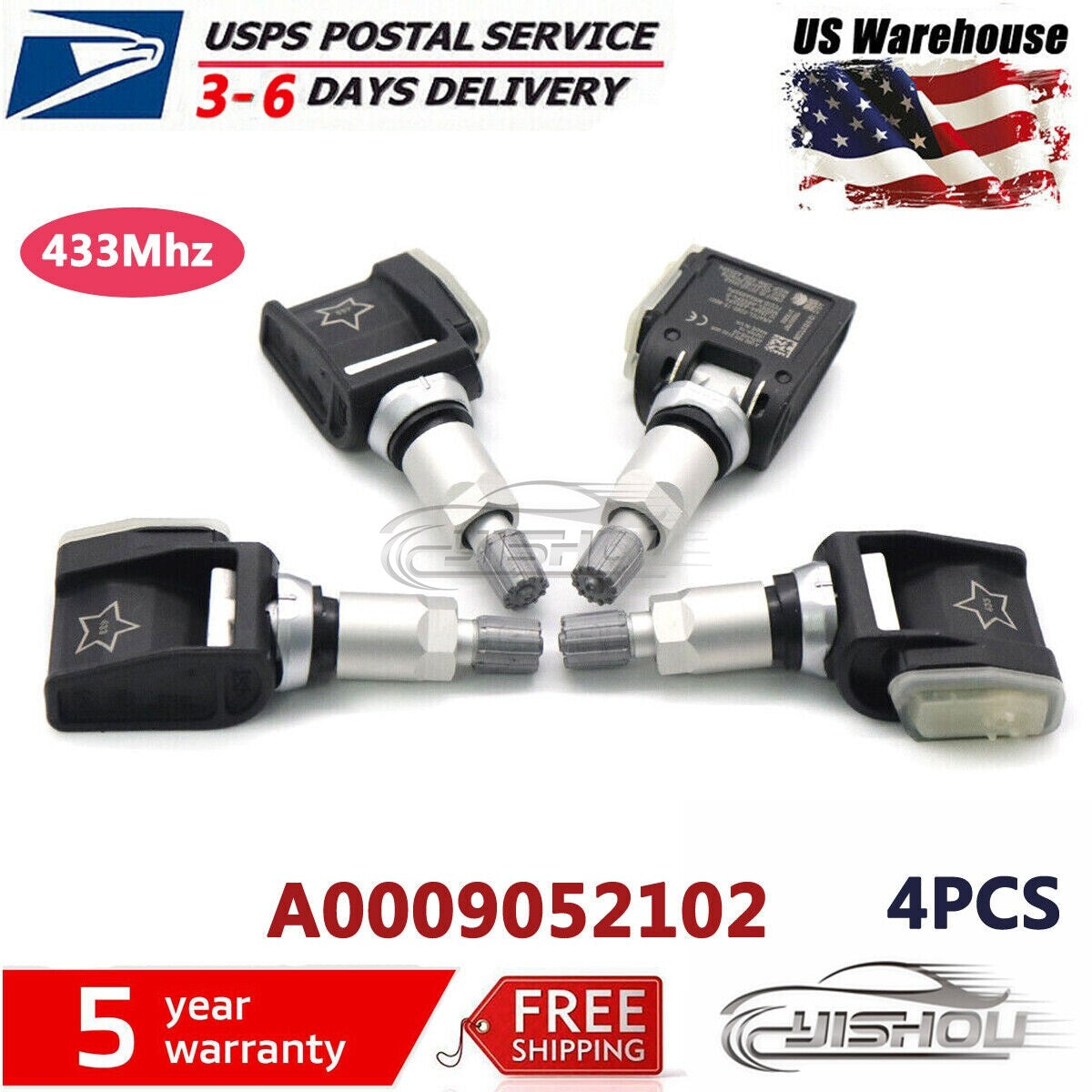 4PCS TPMS A0009052102 Tire Pressure Sensor for Mercedes-Benz W213 E-class CLS