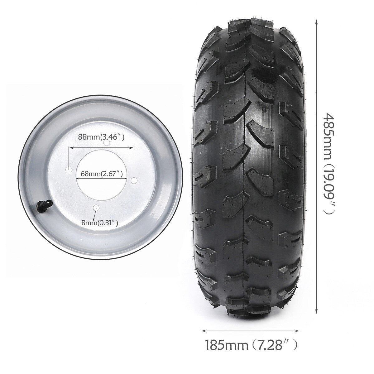 2pcs 8 Wheels 19x7-8 19x7.00-8 Tyre and Rim + Stub Axle Spindle Hubs Lawn Mower