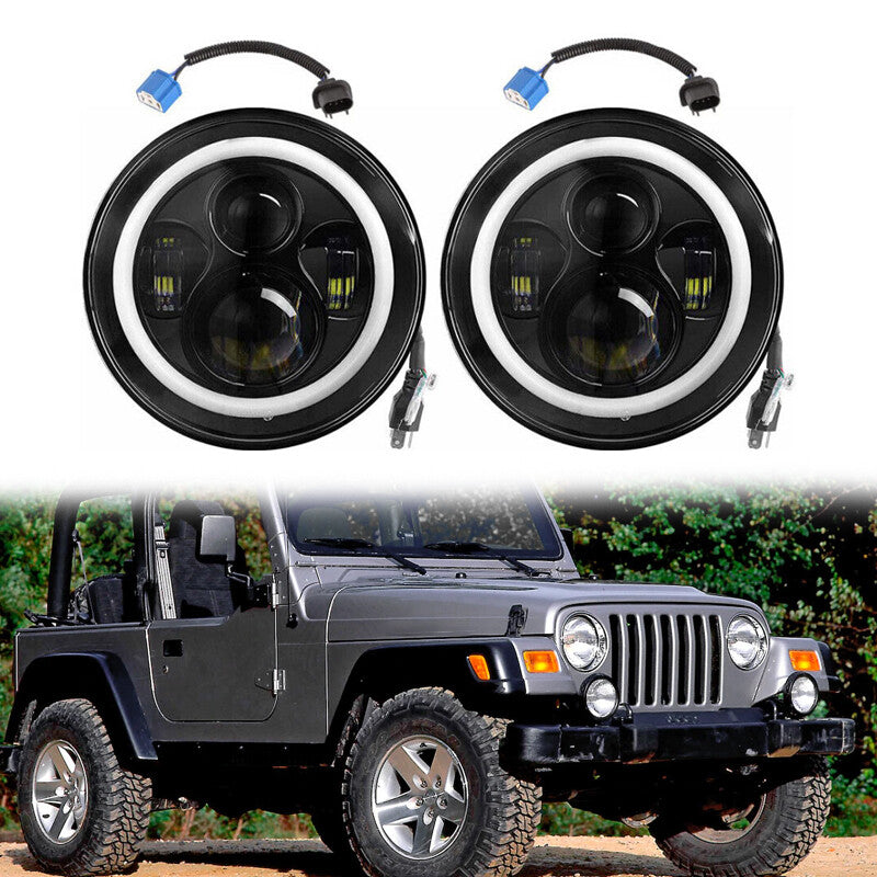 7 Inch Round LED Headlights w/Turn Signal Light Pair for Ford for Mustang GT Coupe