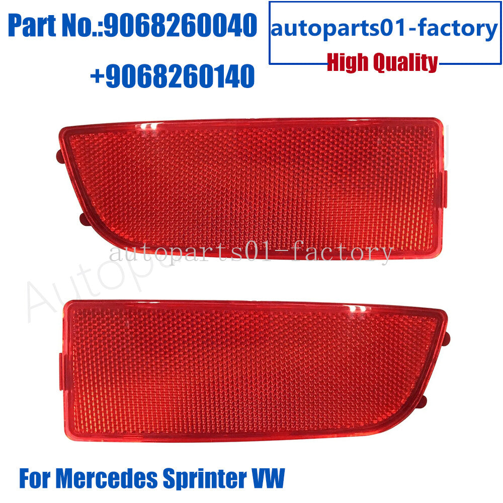 1Pair Rear Left Right Red Lens Bumper Reflector for Mercedes Benz Sprinter for VW