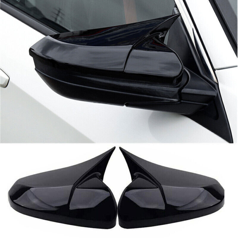 2PCS Glossy Black Ox Horn Rear View Side Mirror Cover Trim for Honda for Civic 19-21