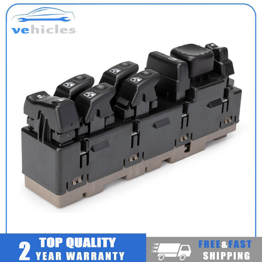 The left-side power window switch is suitable for Chevrolet Silverado 1500, 2500, and 3500 models manufactured in the on June 2003.