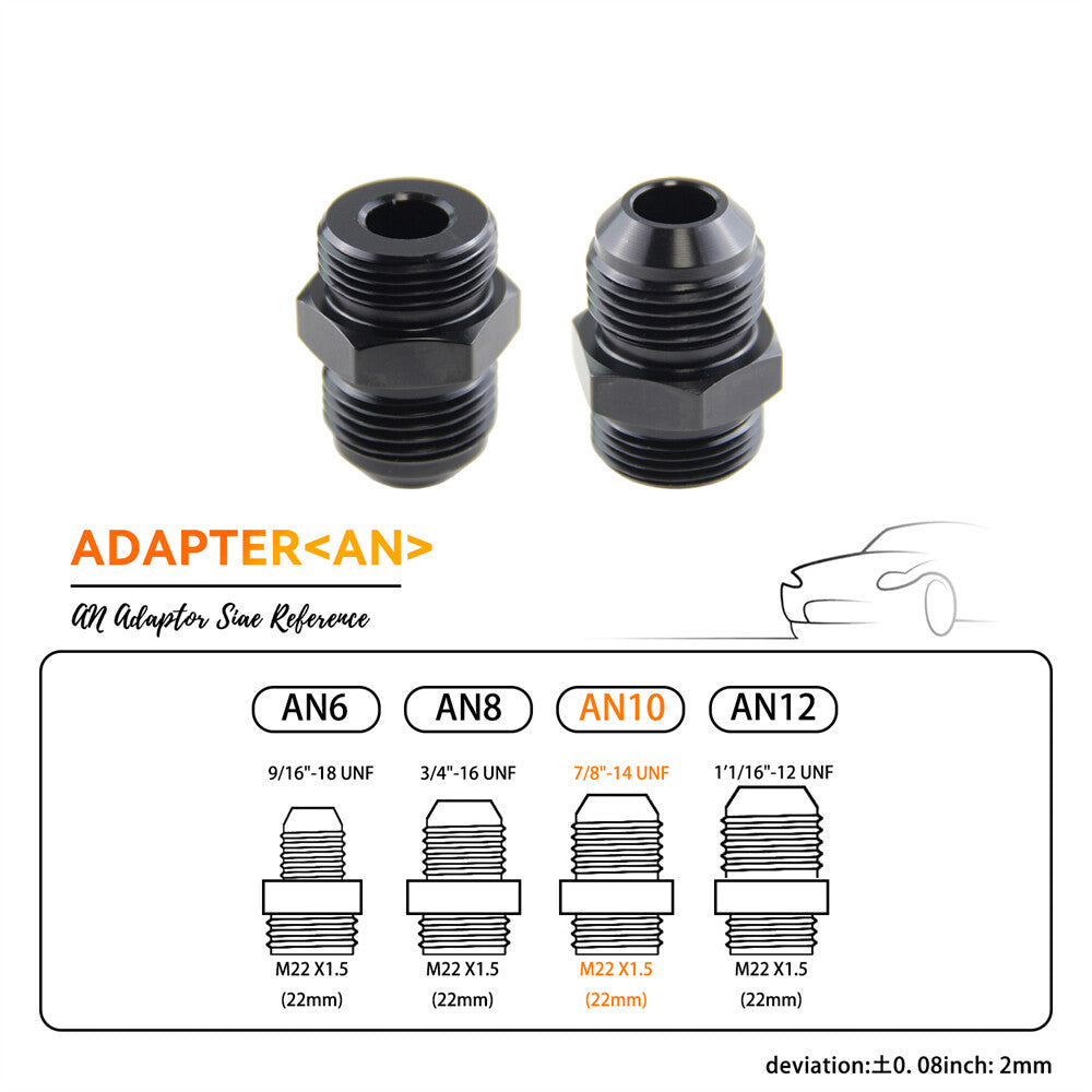 2PCS M22 x 1.5 to Metric AN10 Adaptor Fitting For Oil Cooler Radiator+O-ring
