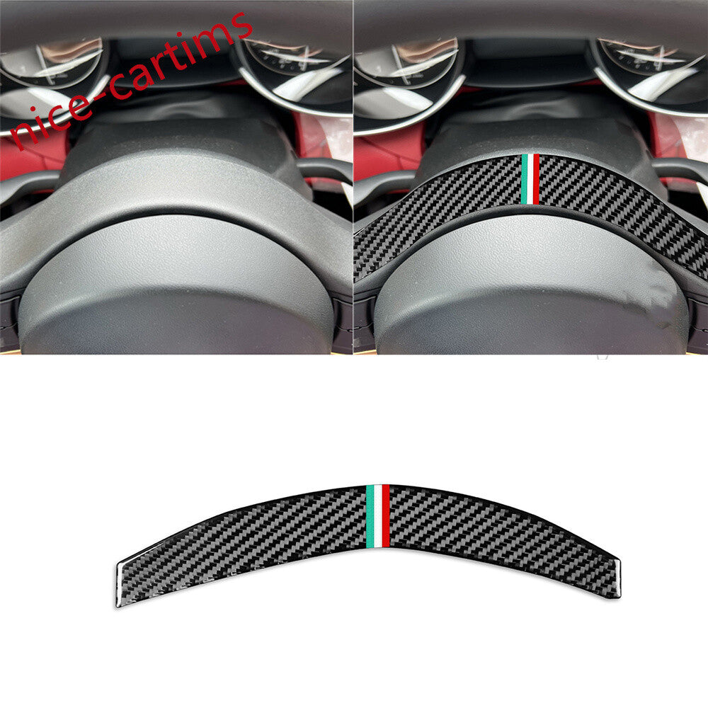 Carbon Fiber Car Steering Wheel Panel Cover Fit for Alfa Romeo Giulia 2017-2019