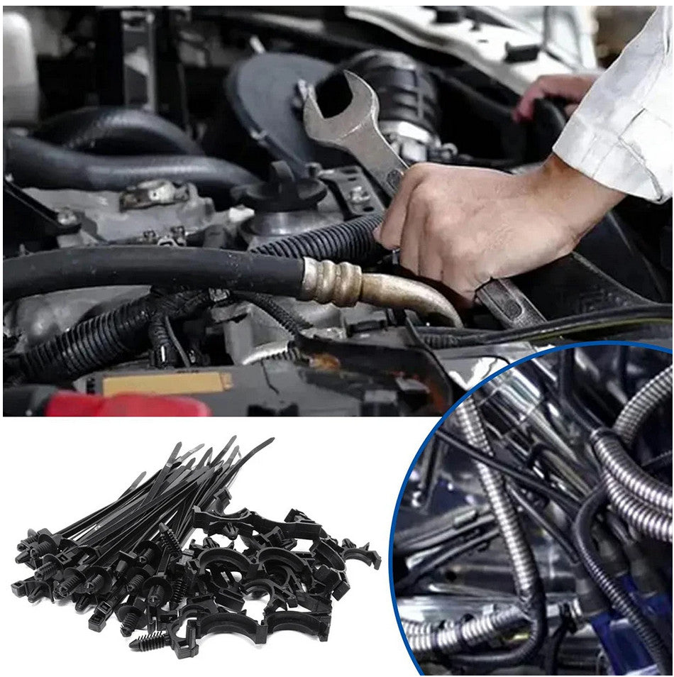 Push Mount Cable Zip Tie Assorted Automotive Wiring Clip Self Locking Fastening