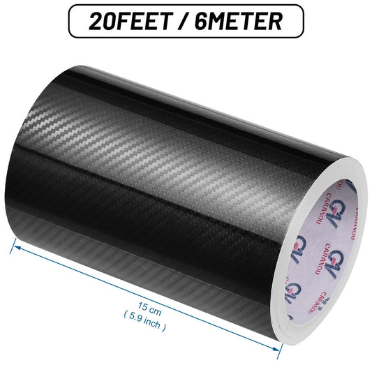 20ft 5D Black Carbon Fiber Air-Release Adhesive Vinyl Tape Roll Car Sticker
