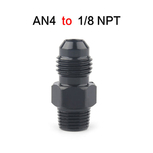 1-Piece Straight Adapter 4 AN to 1/8 NPT Fittings Black Aluminum Fuel/Oil Hose