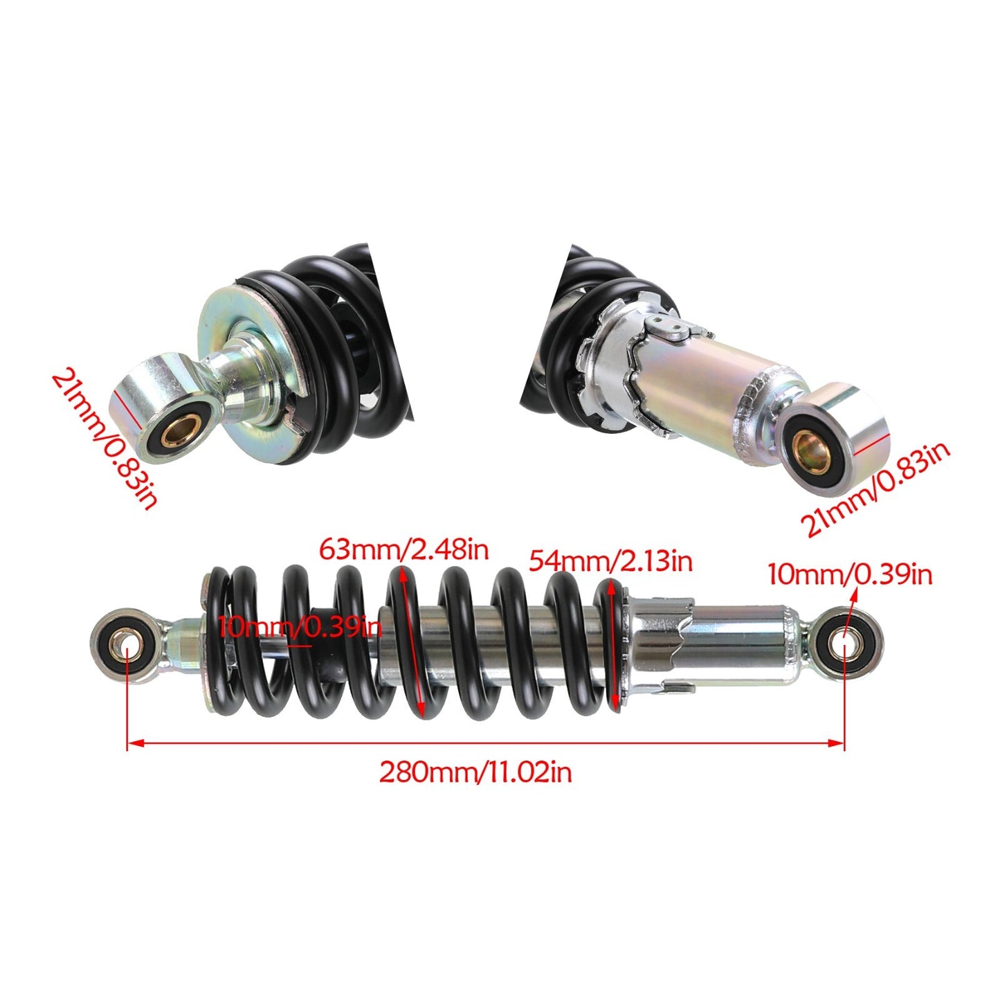800 lbs 280 mm rear shock absorber suitable for off-road vehicles, ATVs, UTVs, Dirt Pit bikes