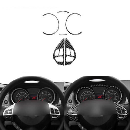 for Mitsubishi Lancer Carbon Fiber Speedometer Steering Wheel Button Cover Trim