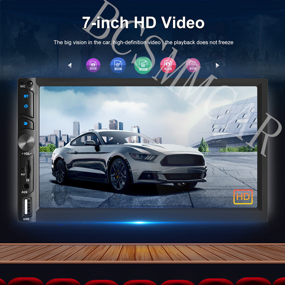 7in Double 2DIN Car Radio Bluetooth For Appple Carplay MP5 Player W/Rear Camera