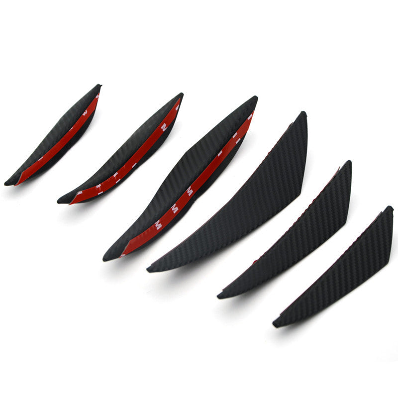 6x Car Front Bumper Lip Splitter Carbon Fiber Printing Body Diffuser Fin Spoiler