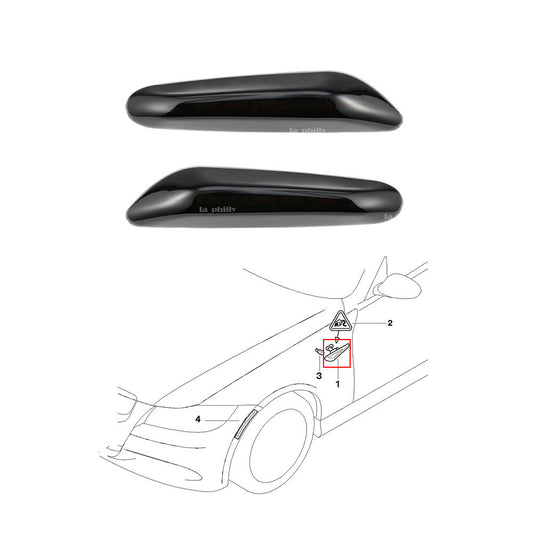 Pair Smoked LED Side Marker Blinker Turn Signal Light Fit for BMW E60 E80 E90