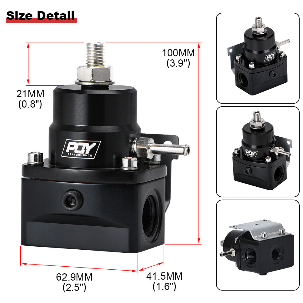 Adjustable Fuel Pressure Regulator Gauge Kit W/ 6AN Adapter Fitting 3-70 PSI