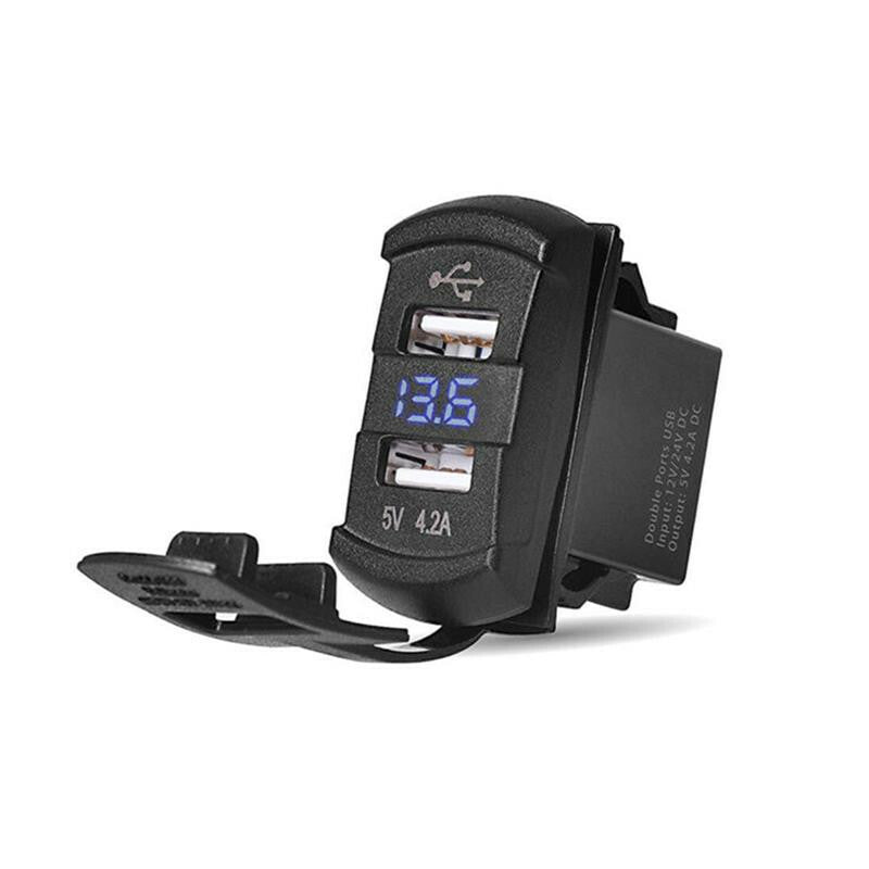 Car Blue Voltmeter Voltage Meter Volt Gauge Dual USB Ports Power Charger Socket