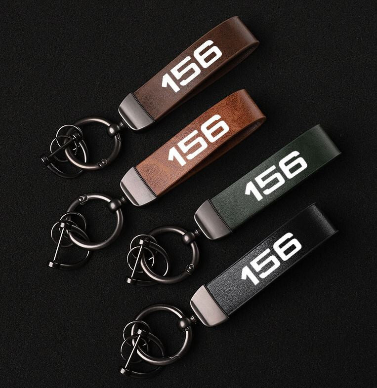Carbon fiber leather red car keychain/key ring with horseshoe buckle suitable for Audi for A6
