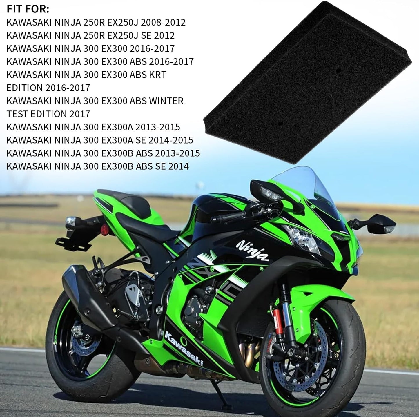 Air Filter Cleaner HFA2505 for Kawasaki EX250 300 EX300 2013-2017