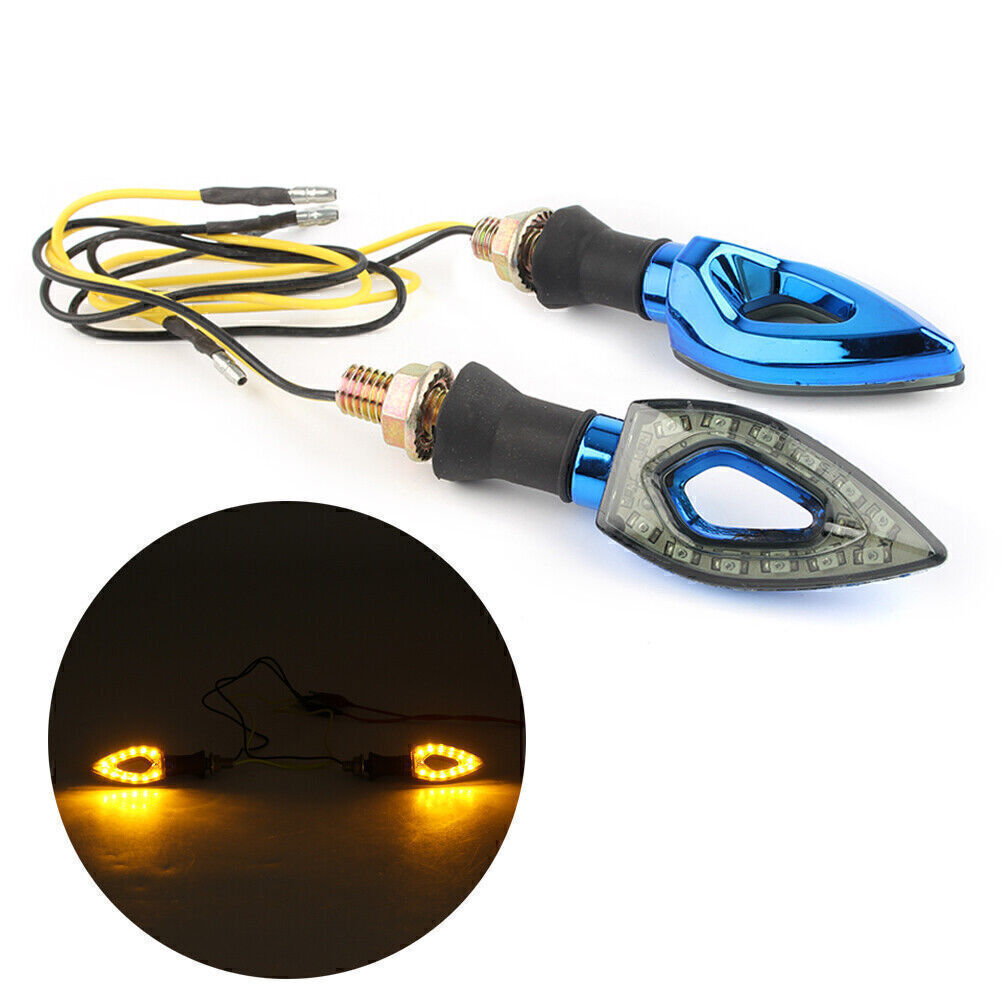 Pair 12V LED Turn Signal Indicator Blinker Amber Light Lamps Blue Universal