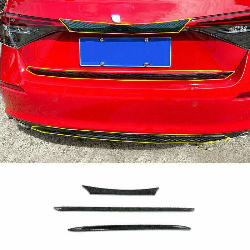 For 2022-2023 for Honda for Civic 11th Carbon Fiber Rear Door Tailgate Lid Strip Trim 3P