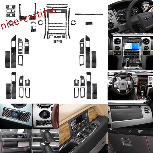 50Pcs Carbon Fiber Interior Full Set Decorative Trim Kit for Ford F150 2009-2014
