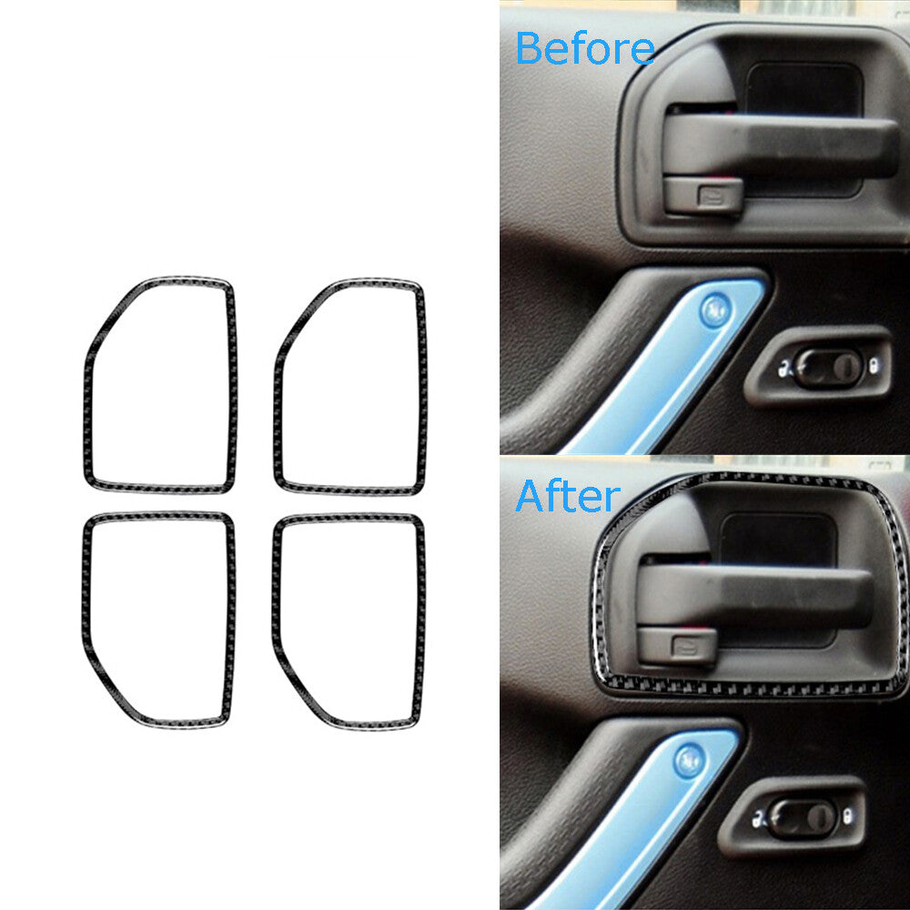 4Pcs Carbon Fiber Interior Door Pull Cover Trim for Jeep for Wrangler JK 2011-2017