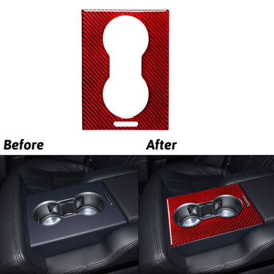 Red Carbon Fiber Rear Cup Holder Cover Trim For Land for Range Rover Sport 2014-2017