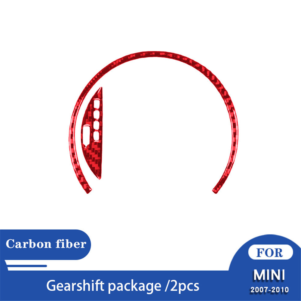 2x Red Carbon Fiber Shifter Frame Trim for Mini Cooper 2007-2010