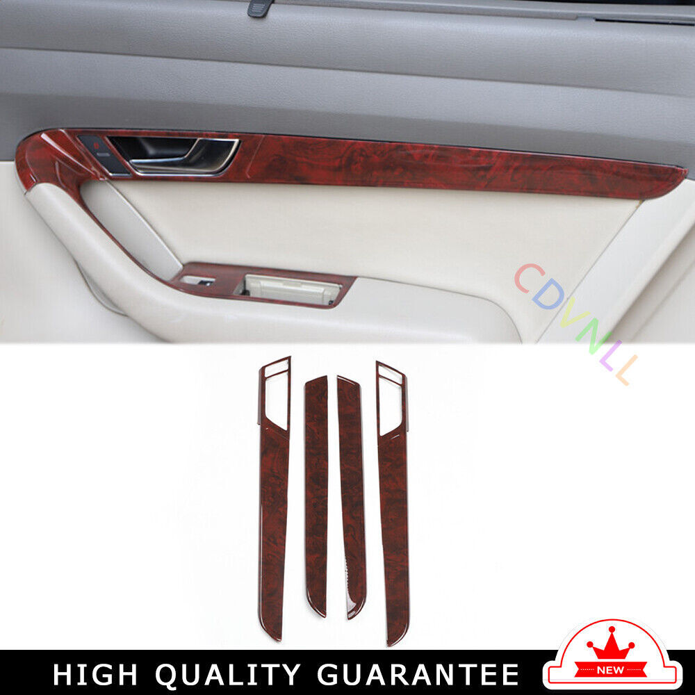 Car Inner Door Panel Cover Decor Trim 4PCS Fit for Audi A6L 2005-2011 Brown Wood
