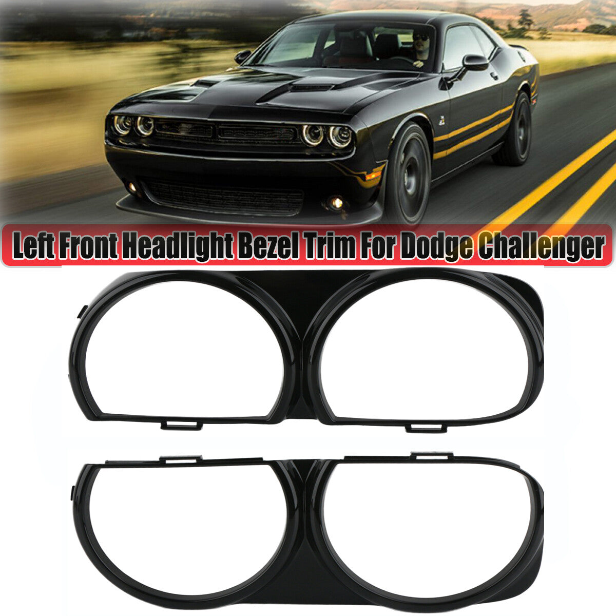 2-Piece Headlight Bezel Trim Right Hand + LH for Dodge for Challenger 2015 - 2020