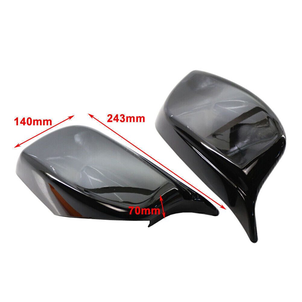 Pair Rear View Mirror Rearview Mirrors Cover Trim Black for BMW E60 E61 2004-07